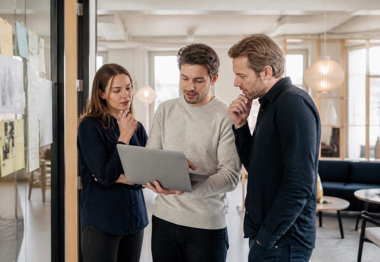 Founders reviewing a pitch